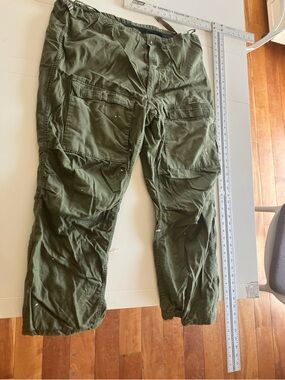 Men's Olive Cargo Pants - Casual Utility Trousers vintage army issue